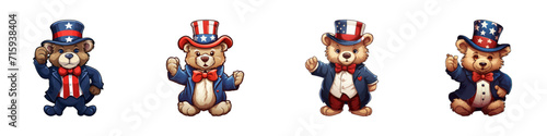 Cartoon uncle sam teddy bear. Vector illustration