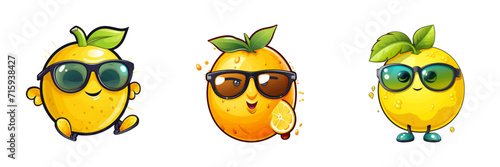 Cartoon cool lemon. Vector illustration