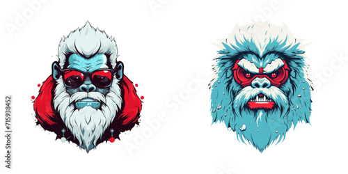 Cartoon Yeti face. Vector illustration