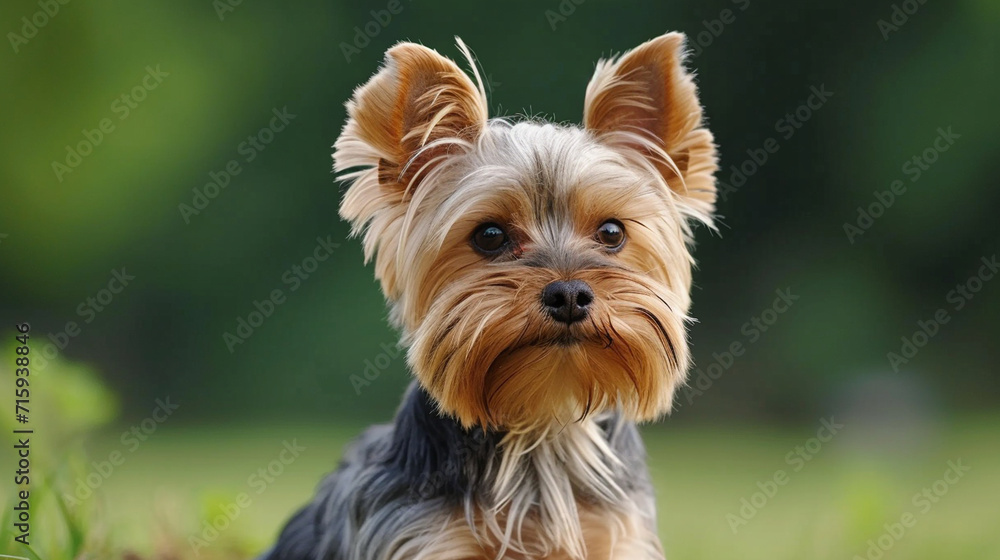 A Yorkie displaying a creative and asymmetrical haircut that adds a touch of edginess to its appearance. The stylish grooming elevates the Yorkie's flair and individuality. A Yorkie displaying a creative and asymmetrical haircut that adds a touch of edginess to its appearance. The stylish grooming elevates the Yorkie's flair and individuality.