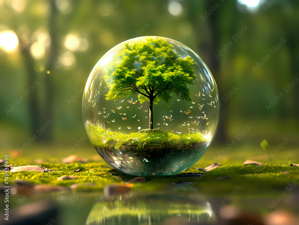 shiny sphere with the tree inside shiny sphere with the tree inside