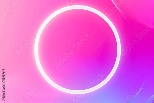 background with a gradient of pink and purple, with a white circle in the center