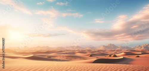 Surreal desert plain with hyper-realistic  luminescent sand  capturing the intricate play of light and shadow in every grain. Radiance.