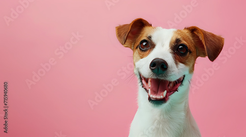 dog portrait on pink background