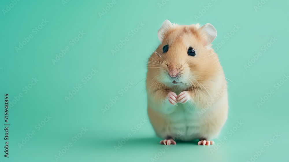 hamster on pastel green background