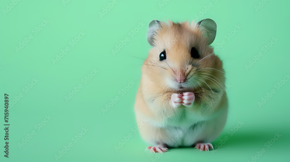hamster on pastel green background hamster on pastel green background