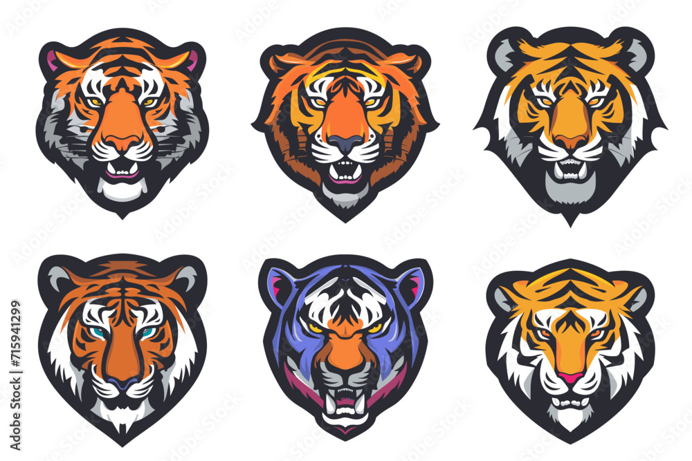 Esport vector logo tiger, icon, vector, sticker, set, collection, group, head, sign Esport vector logo tiger, icon, vector, sticker, set, collection, group, head, sign