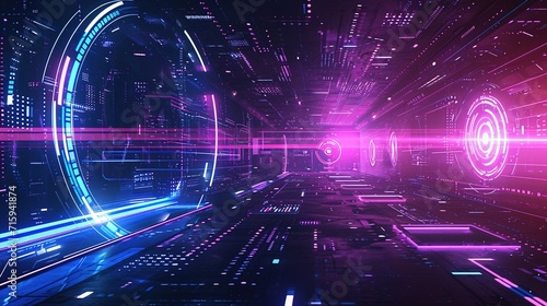 futuristic abstract wallpaper with neon lights. neon background. created with Generative AI