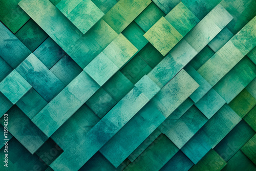 background with a pattern of overlapping diamonds in shades of green and blue photo