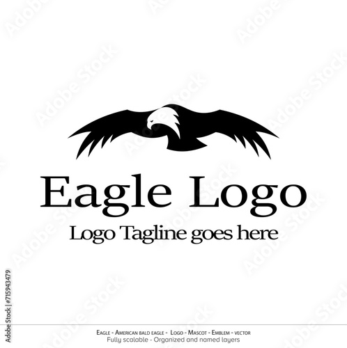 Eagle Logo, Flying Bird Emblem. dove mascot. American Bald Eagle silhouette logo. Minimal design, minimalistic logo vector