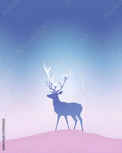 deer in the woods, deer in the forest beautiful gradient illustration wallpaper background   © Dijay