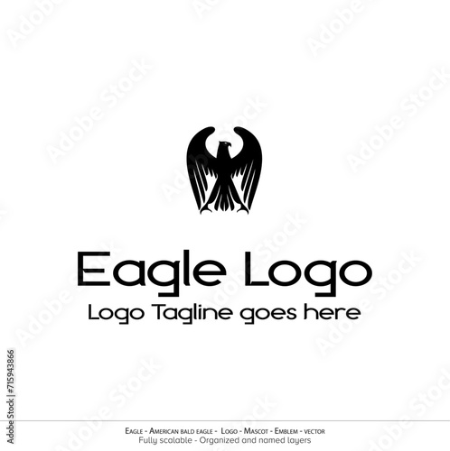 Eagle Logo  Flying Bird Emblem. dove mascot. American Bald Eagle silhouette logo. Minimal design  minimalistic logo vector