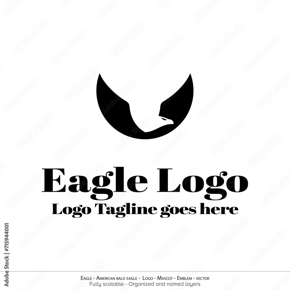 Obraz premium Eagle Logo, Flying Bird Emblem. dove mascot. American Bald Eagle silhouette logo. Minimal design, minimalistic logo vector