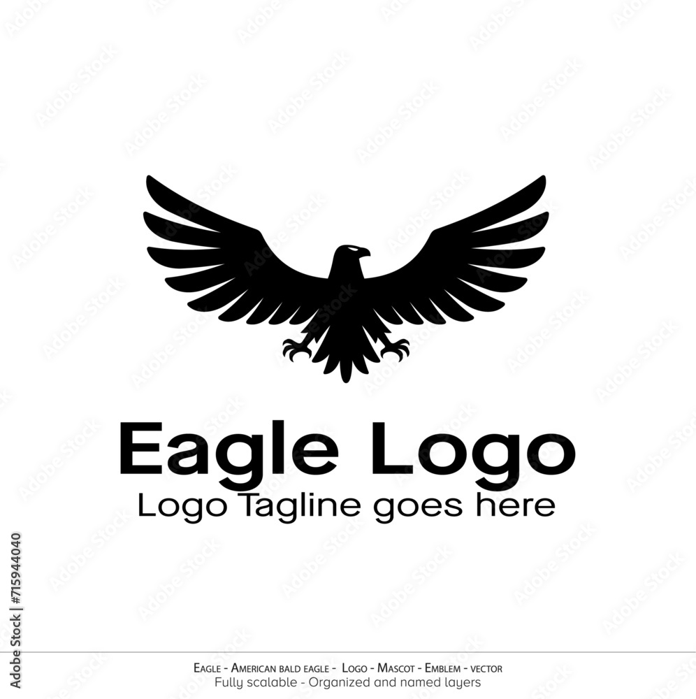 Obraz premium Eagle Logo, Flying Bird Emblem. dove mascot. American Bald Eagle silhouette logo. Minimal design, minimalistic logo vector