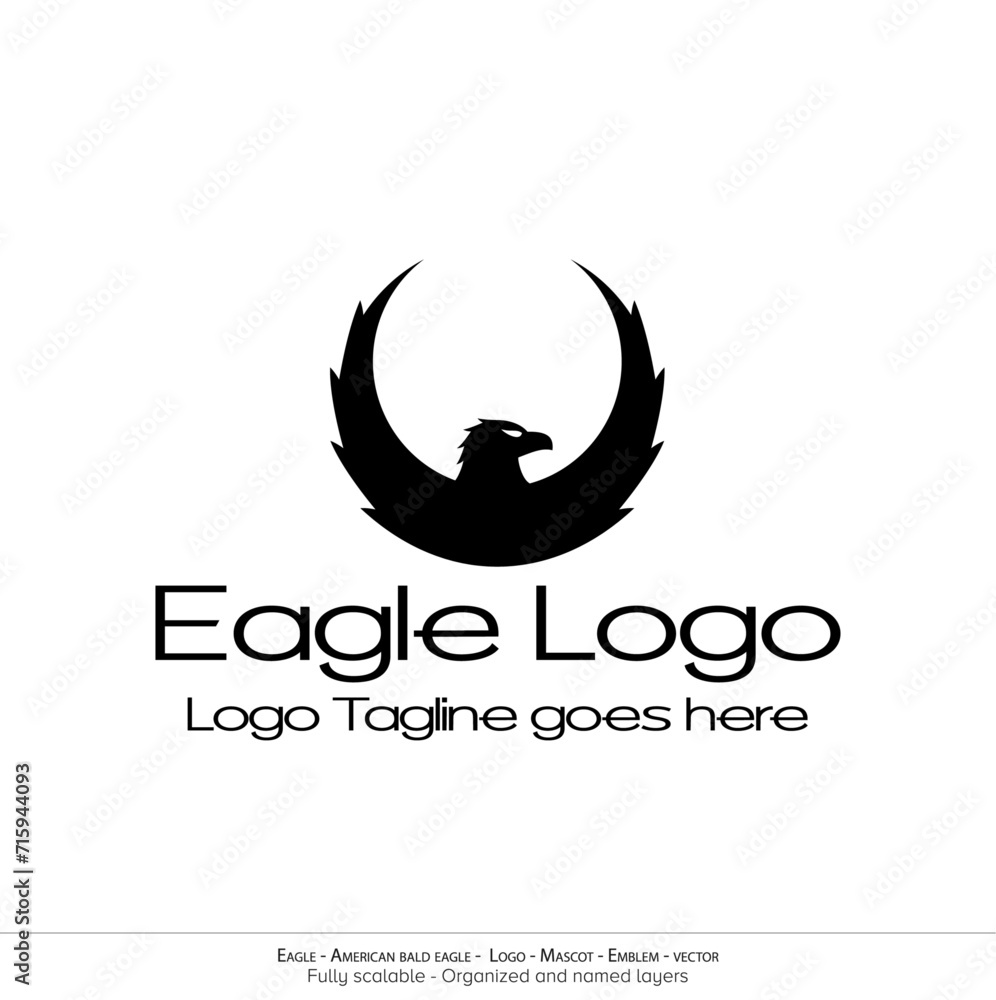 Obraz premium Eagle Logo, Flying Bird Emblem. dove mascot. American Bald Eagle silhouette logo. Minimal design, minimalistic logo vector