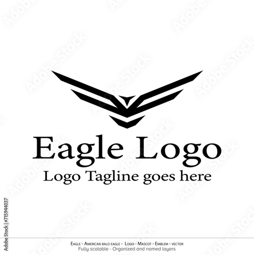 Eagle Logo, Flying Bird Emblem. dove mascot. American Bald Eagle silhouette logo. Minimal design, minimalistic logo vector