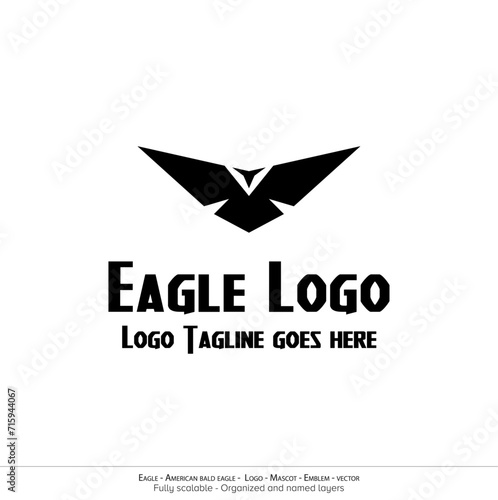 Eagle Logo, Flying Bird Emblem. dove mascot. American Bald Eagle silhouette logo. Minimal design, minimalistic logo vector