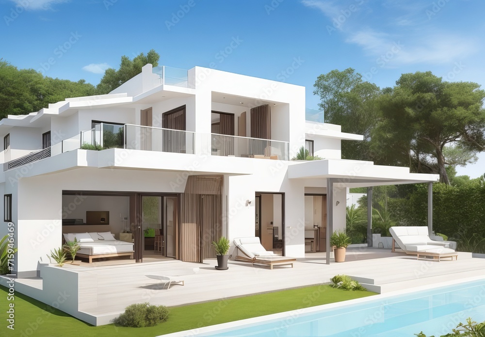 modern villa with open plan living and private modern villa with open plan living and private