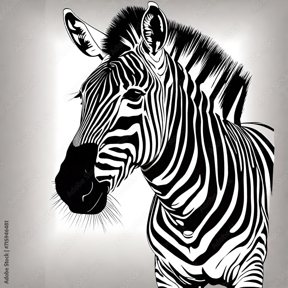 Fototapeta premium Safari zebra on white and grey background