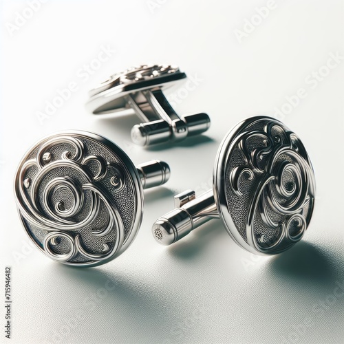 silver cufflinks for suit on white 