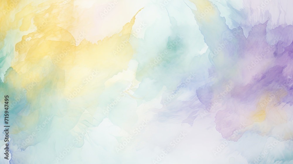 Pastel mint yellow and lavender delicate watercolor pattern