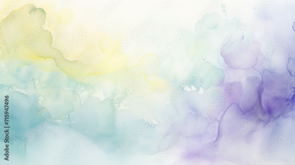 Pastel mint yellow and lavender delicate watercolor texture