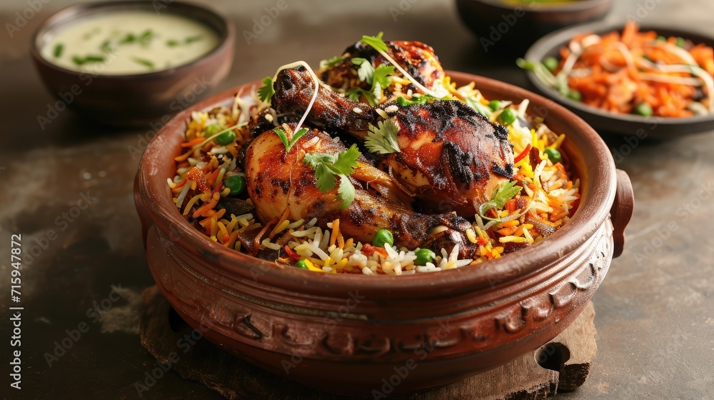 Dum Handi chicken Biryani is prepared in an earthen or clay pot called Haandi. Popular Indian non vegetarian food