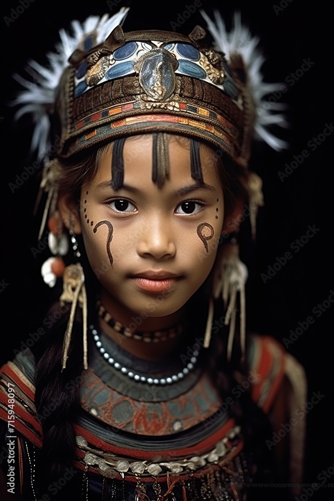 Indonesia, a young woman from the Dayak tribe