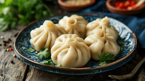 Nepalese traditional dumpling momo on the plate