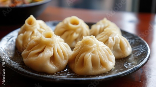 Nepalese traditional dumpling momo on the plate