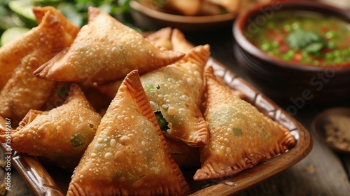 Veg Samosa - is a crispy and spicy Indian triangle shape snack which has crisp outer layer of maida filling of mashed potato  peas and spices