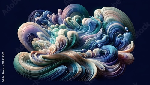 Abstract Generative AI Artwork of Fluid Shapes and Ethereal Waves in Serene Colors, Digital Aesthetic by Generative AI