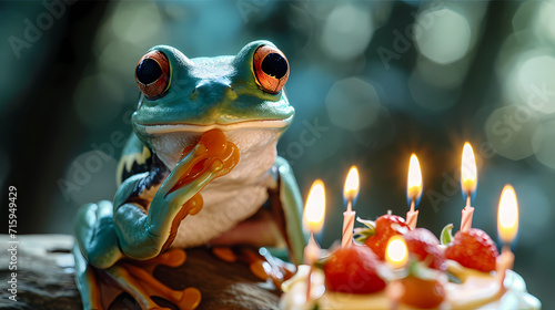 frog and birthday tart