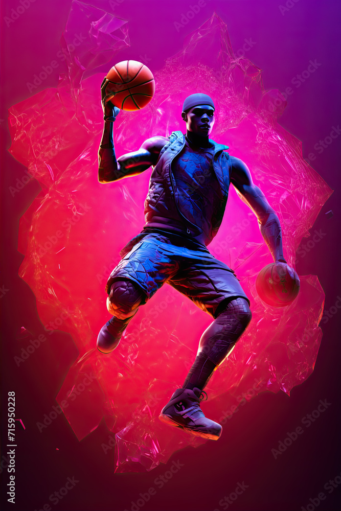 Basketball player print design or art created. NBA basketball illustration
