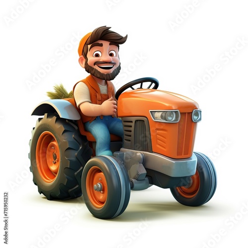 The character is a man, a man. Tractor driver. farmer. worker. Animal breeding. ingathering