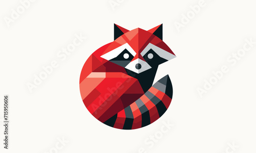 geometrical red racoon vector logo 