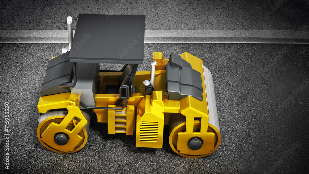 Obraz premium Asphalt cylinder on the road. Generic design. 3D illustration