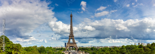Panorama of Eiffel Tower in Paris, France