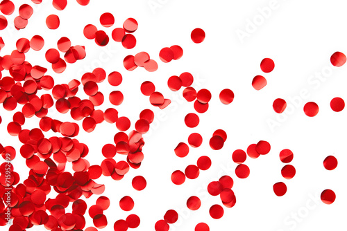 Isolated Red Confetti Scatter on Transparent White Background - Celebration Concept