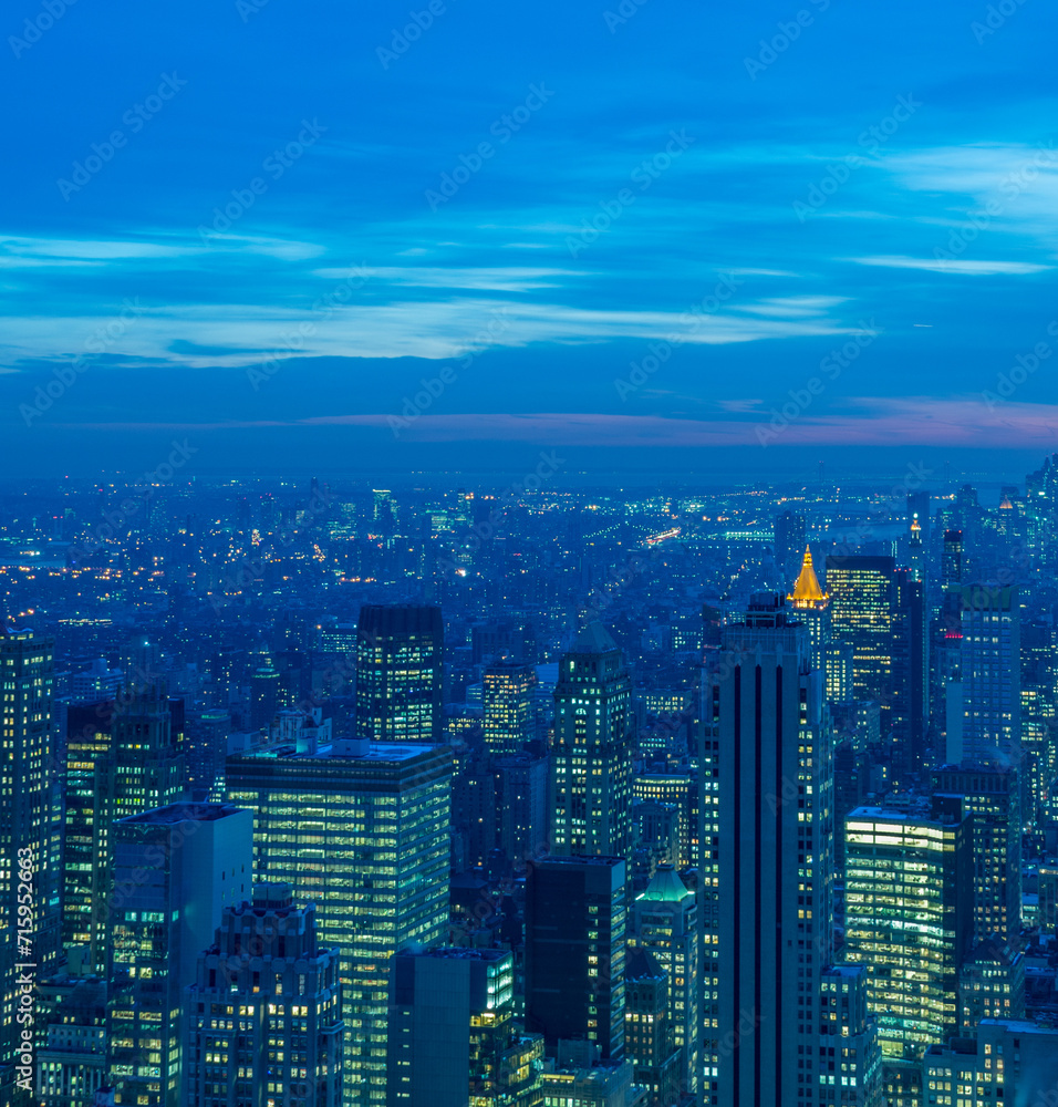 Fototapeta premium View of New York Manhattan during sunset hours