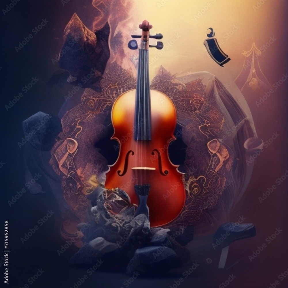 Violin and music image   GENERATIVE AI