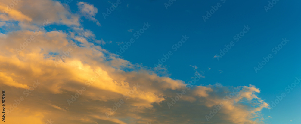 Panorama of Beautiful sunset sky with clouds