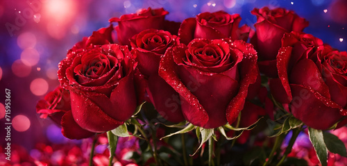 A beautiful bouquet of red roses close up. Valentines day