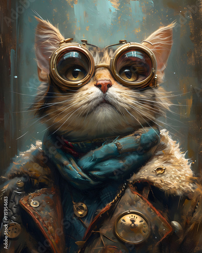 portrait of a cat in glasses