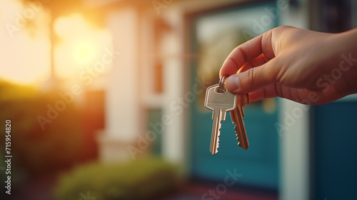 Keys in hand to the house. Real estate business, new homes and mortgages