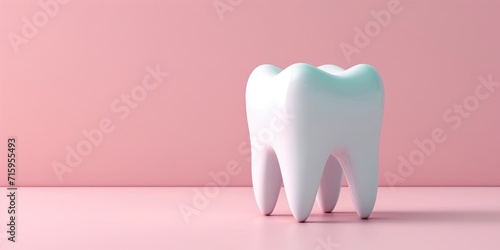 White tooth dental minimalistic background with space for copy
