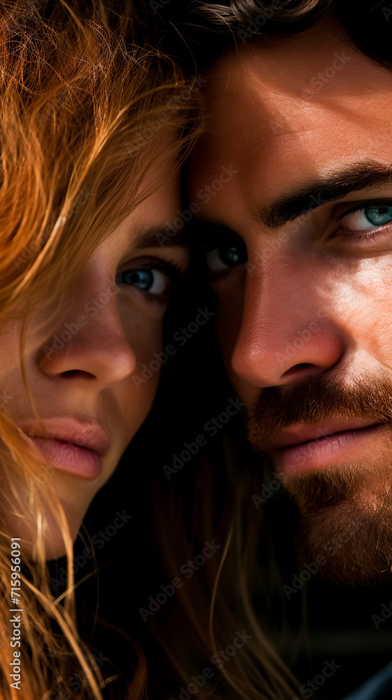 Man and woman face to face. Tenderness and love. Lovers and happy. Close-up. Man and woman face to face. Tenderness and love. Lovers and happy. Close-up.