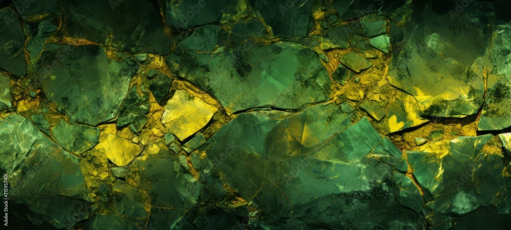 Uranium texture. Uranus. Uranium wallpaper background. Radioactive mineral. Ores in Green Light. Radiation. Horizontal banner format