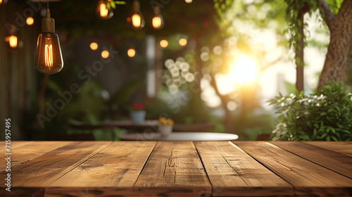 Wooden table mockup cafe background in 3d without backoground png for advertisement. Created using generative AI.