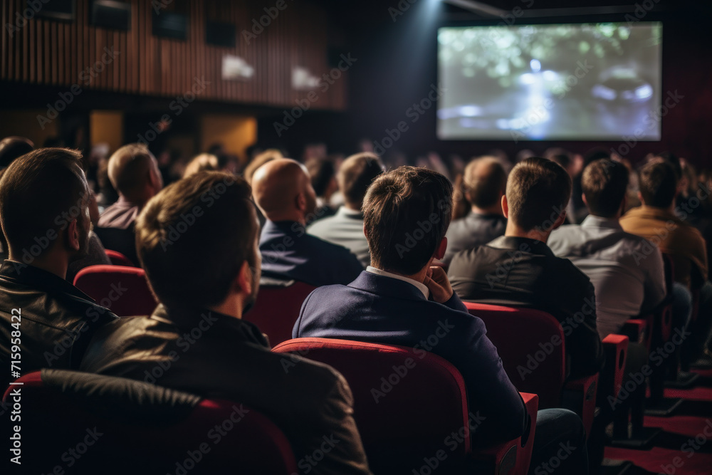 Audience Watching a Movie in a Theater.